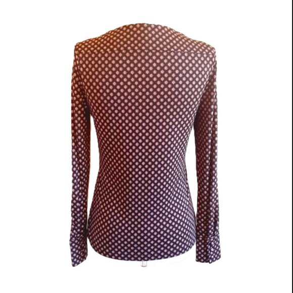 Ann Taylor Fitted Black & Rose V Neck Blouse XSP - Picture 6 of 12